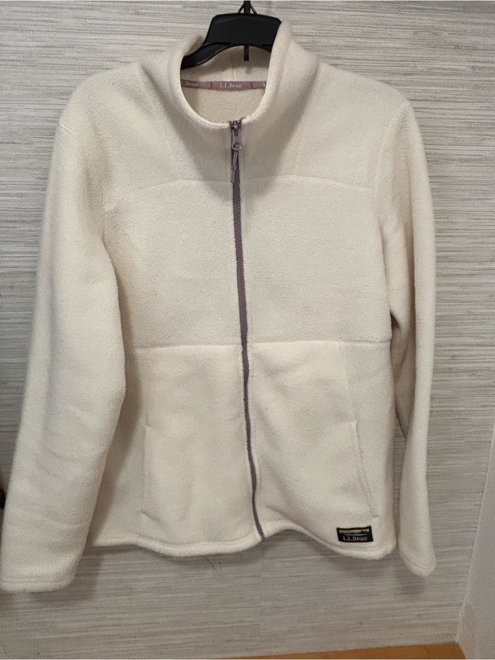 L.L. Bean Women’s White Zip Up Sherpa Fleece Jacket Size Large